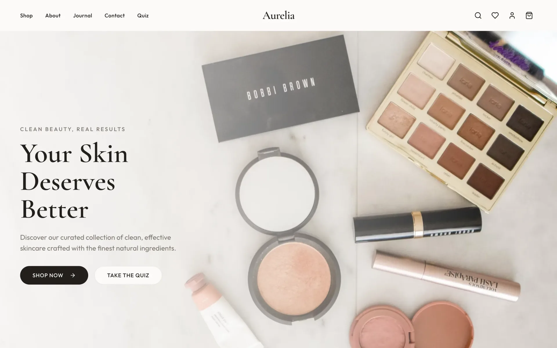 Aurelia storefront product page beside the admin console showing order states and the wishlist campaign builder
